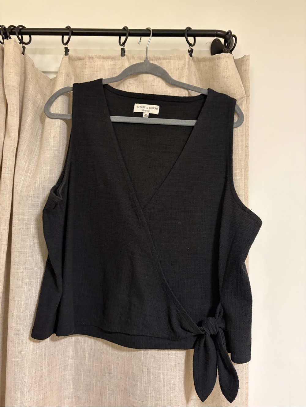 Madewell Black Sleeveless Wrap Tank with Side Tie